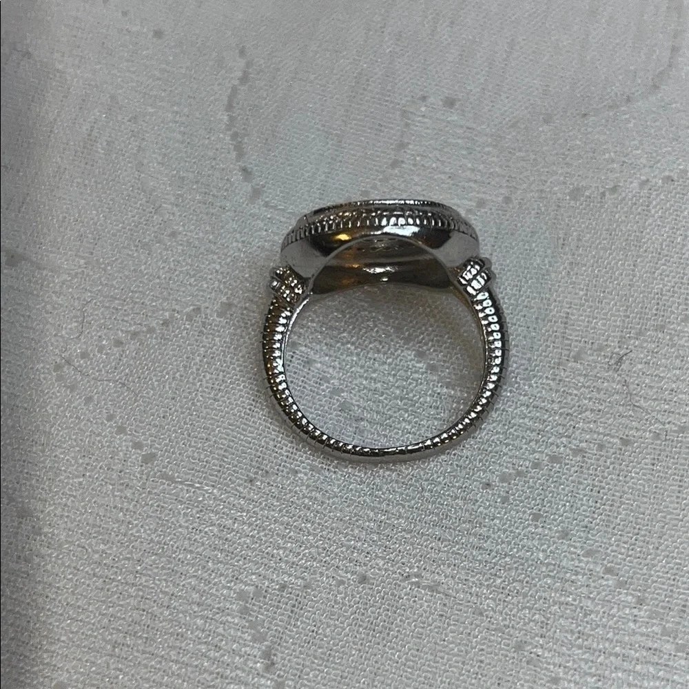 Silver Evil Eye Fashion Ring with Blue Accents
